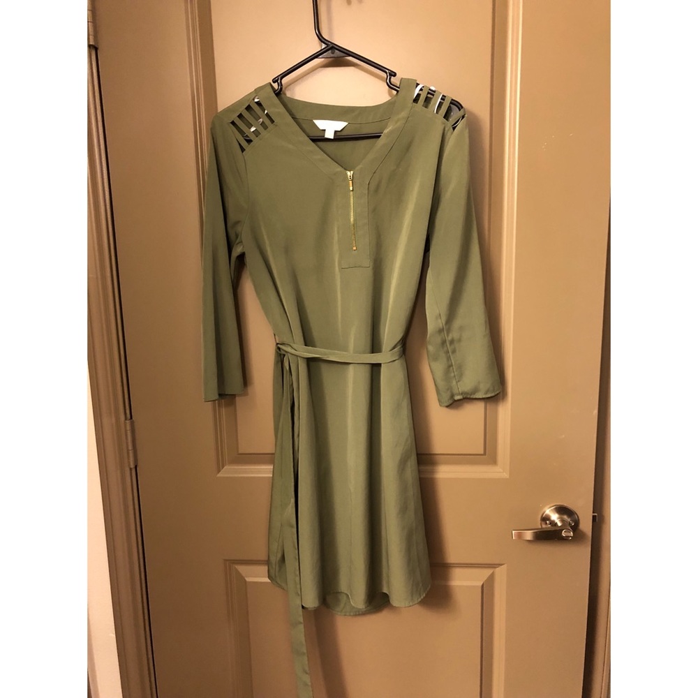 Olive tie around CC dress